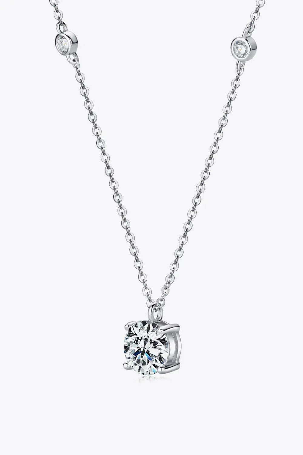 2 Carat Moissanite 4-Prong 925 Sterling Silver Necklace - SmileBen