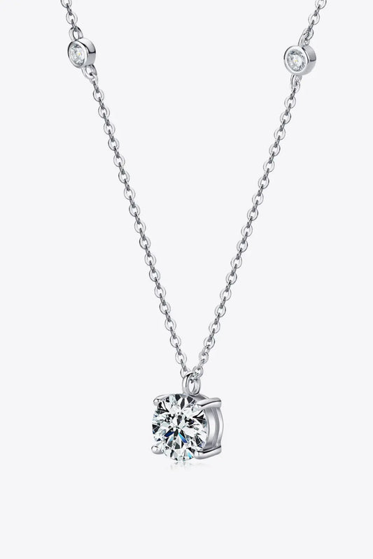 2 Carat Moissanite 4-Prong 925 Sterling Silver Necklace - SmileBen