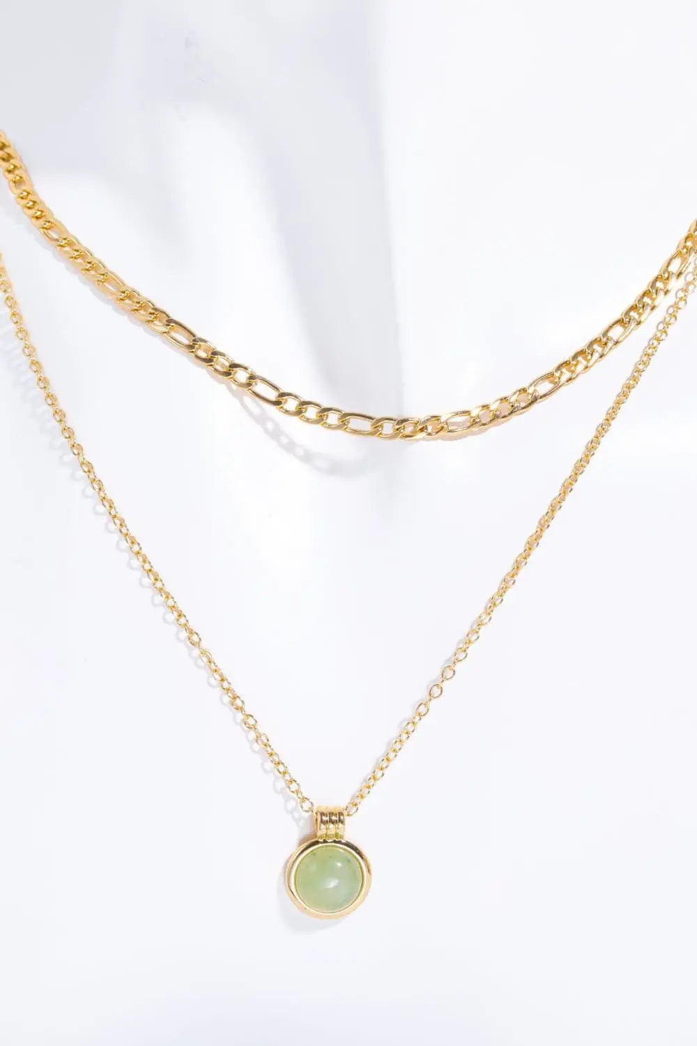 Copper 14K Gold-Plated Round Shape Aventurine Pendant Necklace - SmileBen