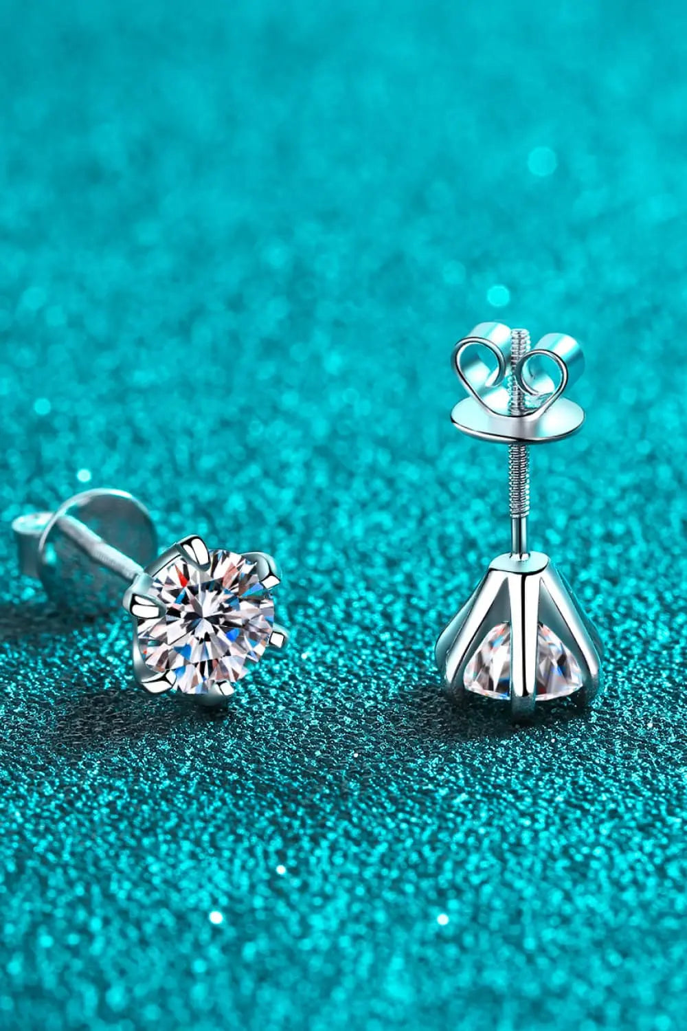 1 Carat Moissanite Rhodium-Plated Stud Earrings - SmileBen