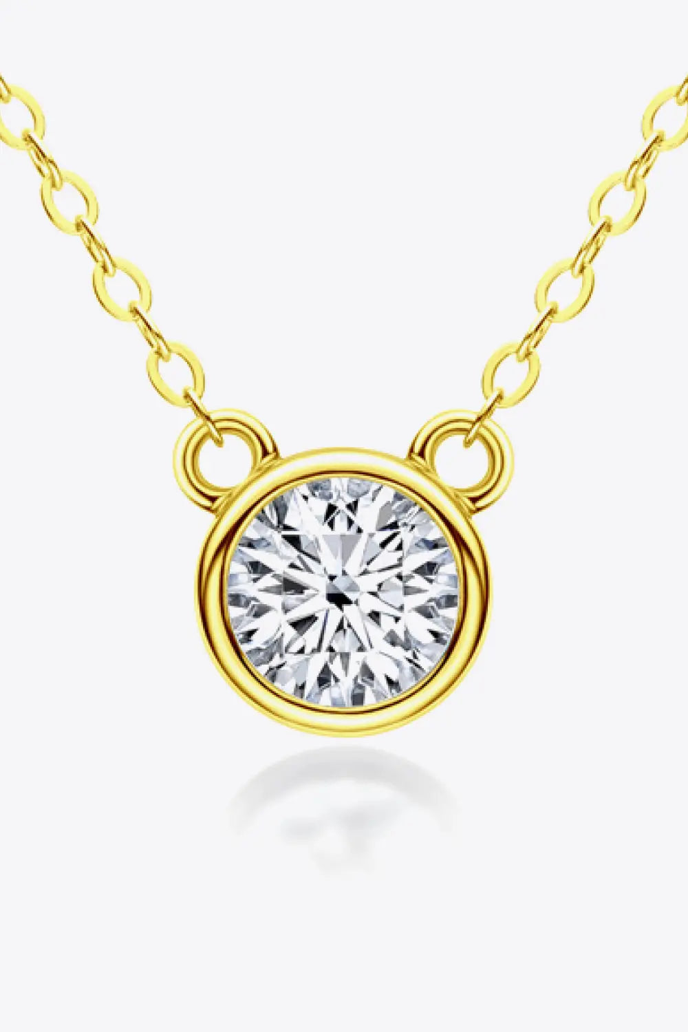 925 Sterling Silver 1 Carat Moissanite Round Pendant Necklace - SmileBen