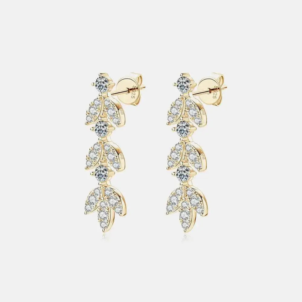 925 Sterling Silver Moissanite Leaf Earrings - SmileBen