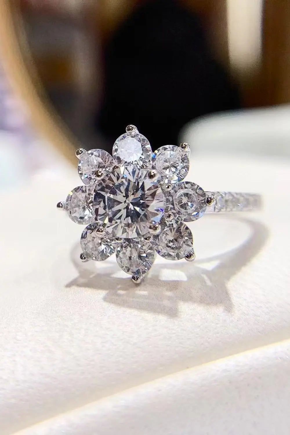 1 Carat Moissanite Flower Ring - SmileBen