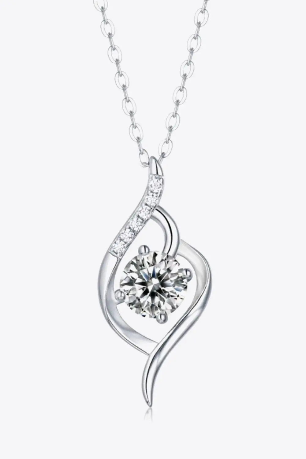 Platinum-Plated 1 Carat Moissanite Pendant Necklace - SmileBen