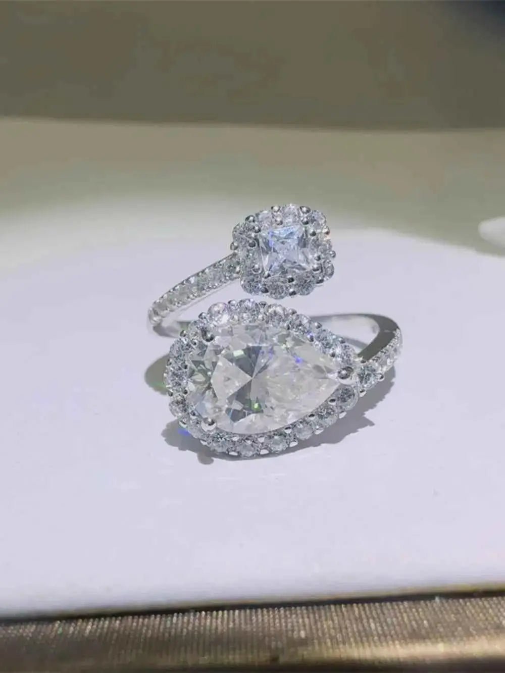 2 Carat Moissanite 925 Sterling Silver Bypass Ring - SmileBen