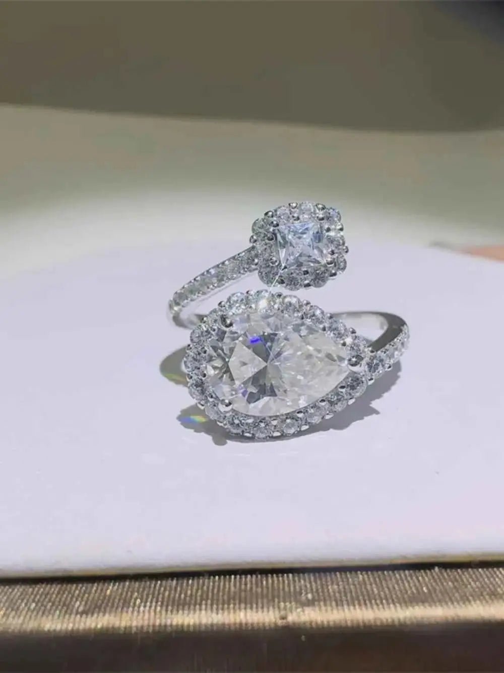 2 Carat Moissanite 925 Sterling Silver Bypass Ring - SmileBen