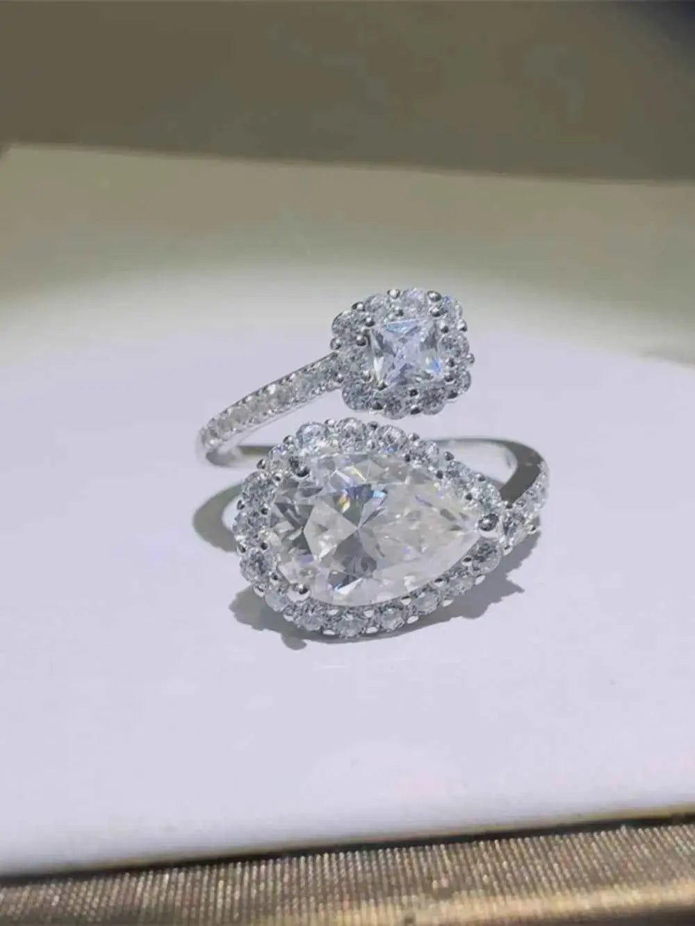 2 Carat Moissanite 925 Sterling Silver Bypass Ring - SmileBen