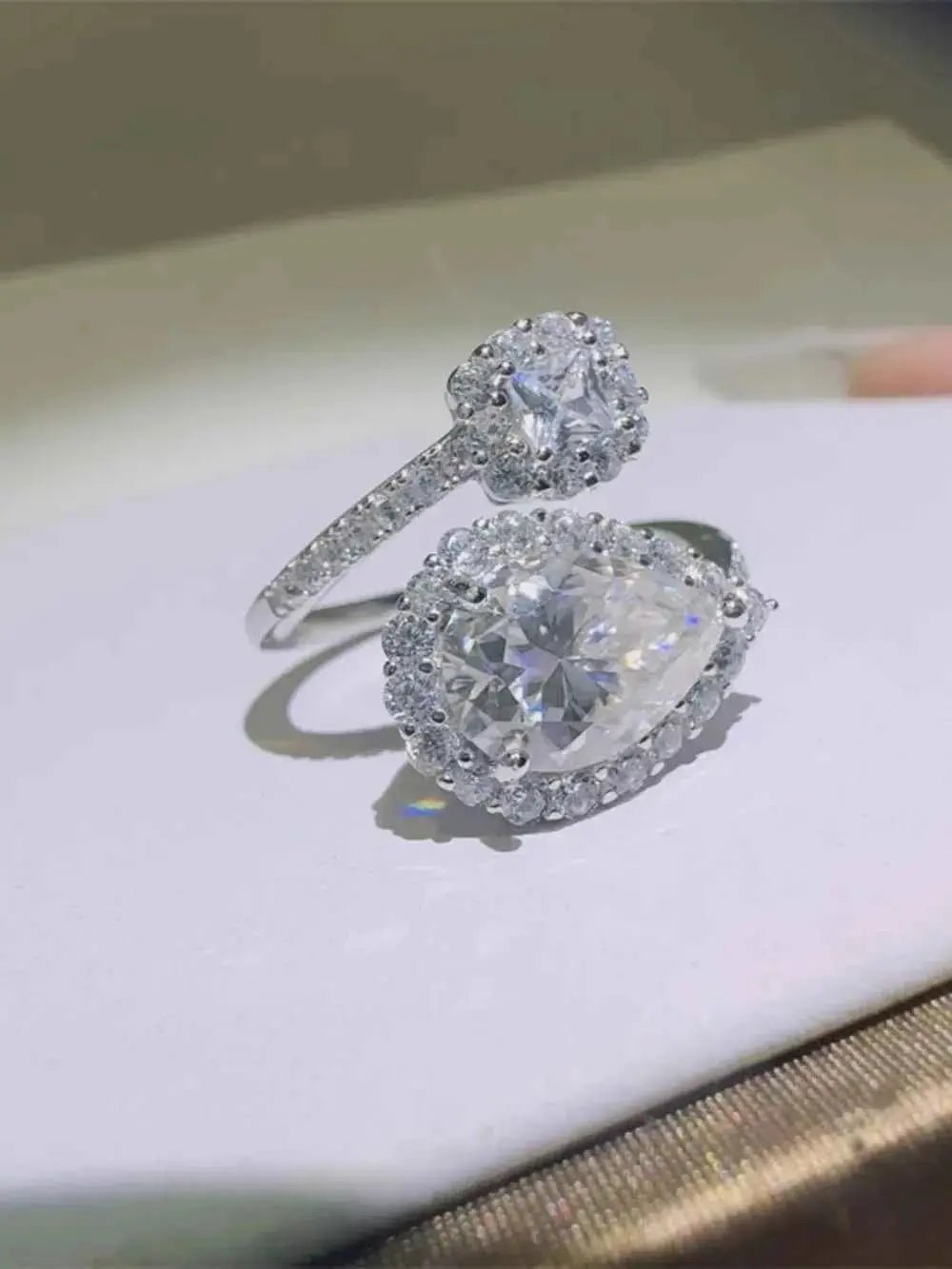 2 Carat Moissanite 925 Sterling Silver Bypass Ring - SmileBen