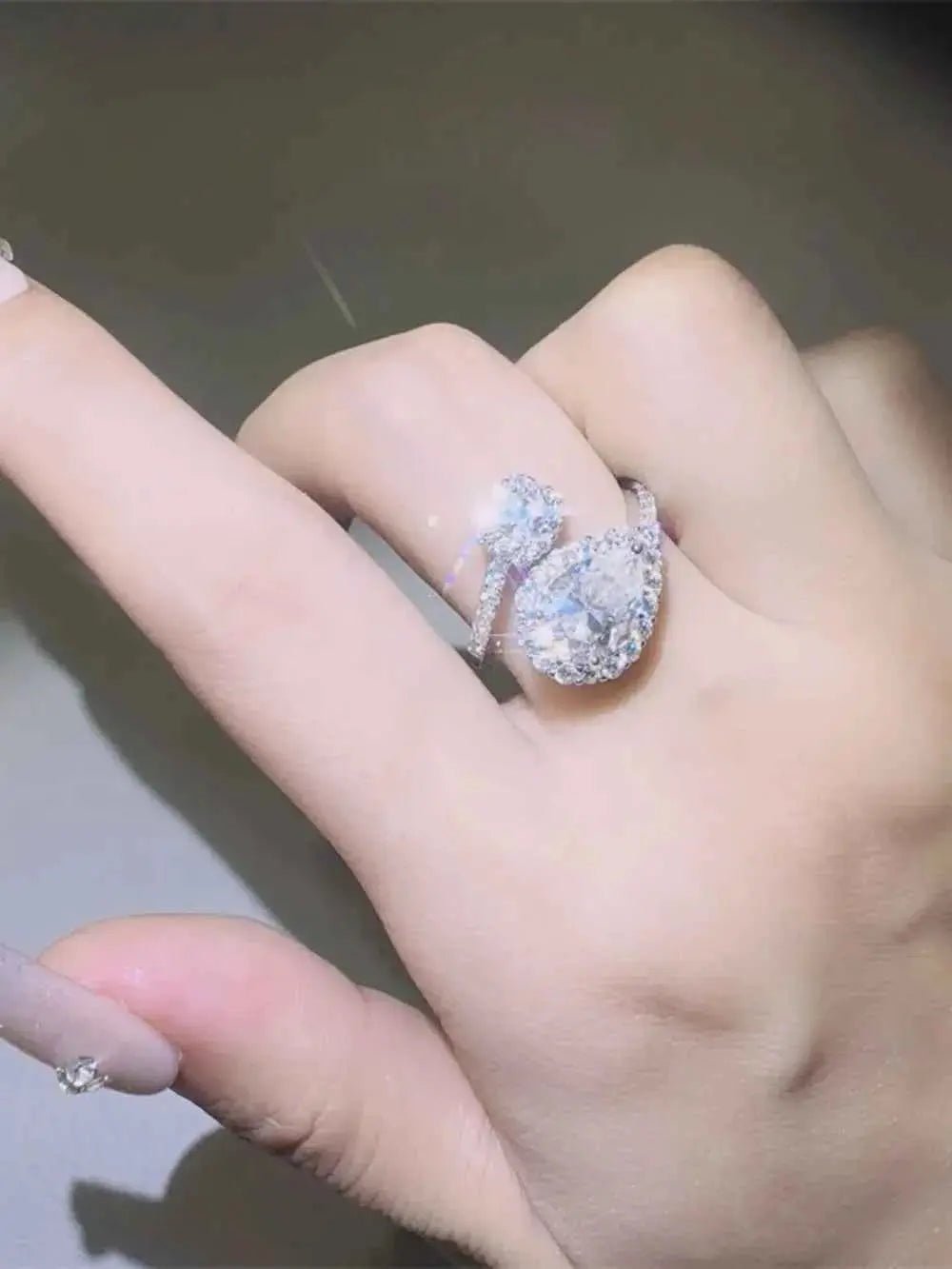 2 Carat Moissanite 925 Sterling Silver Bypass Ring - SmileBen