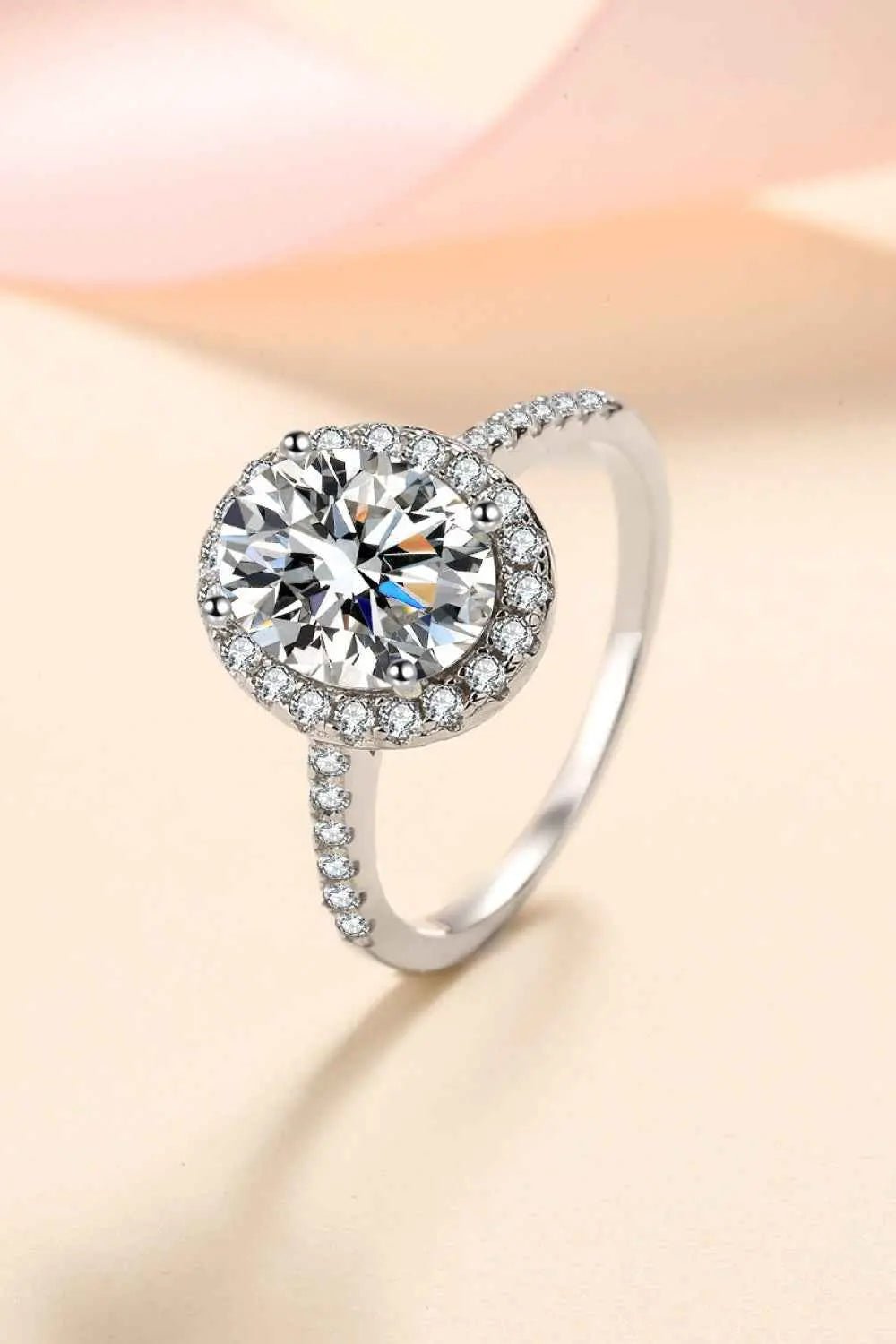 2 Carat Moissanite 925 Sterling Silver Halo Ring - SmileBen