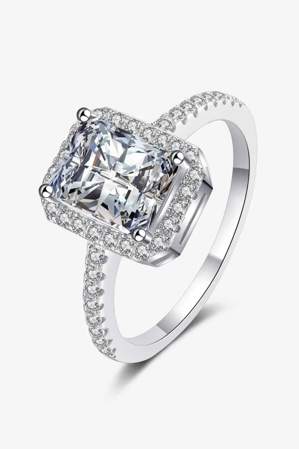 2 Carat Moissanite 925 Sterling Silver Halo Ring - SmileBen