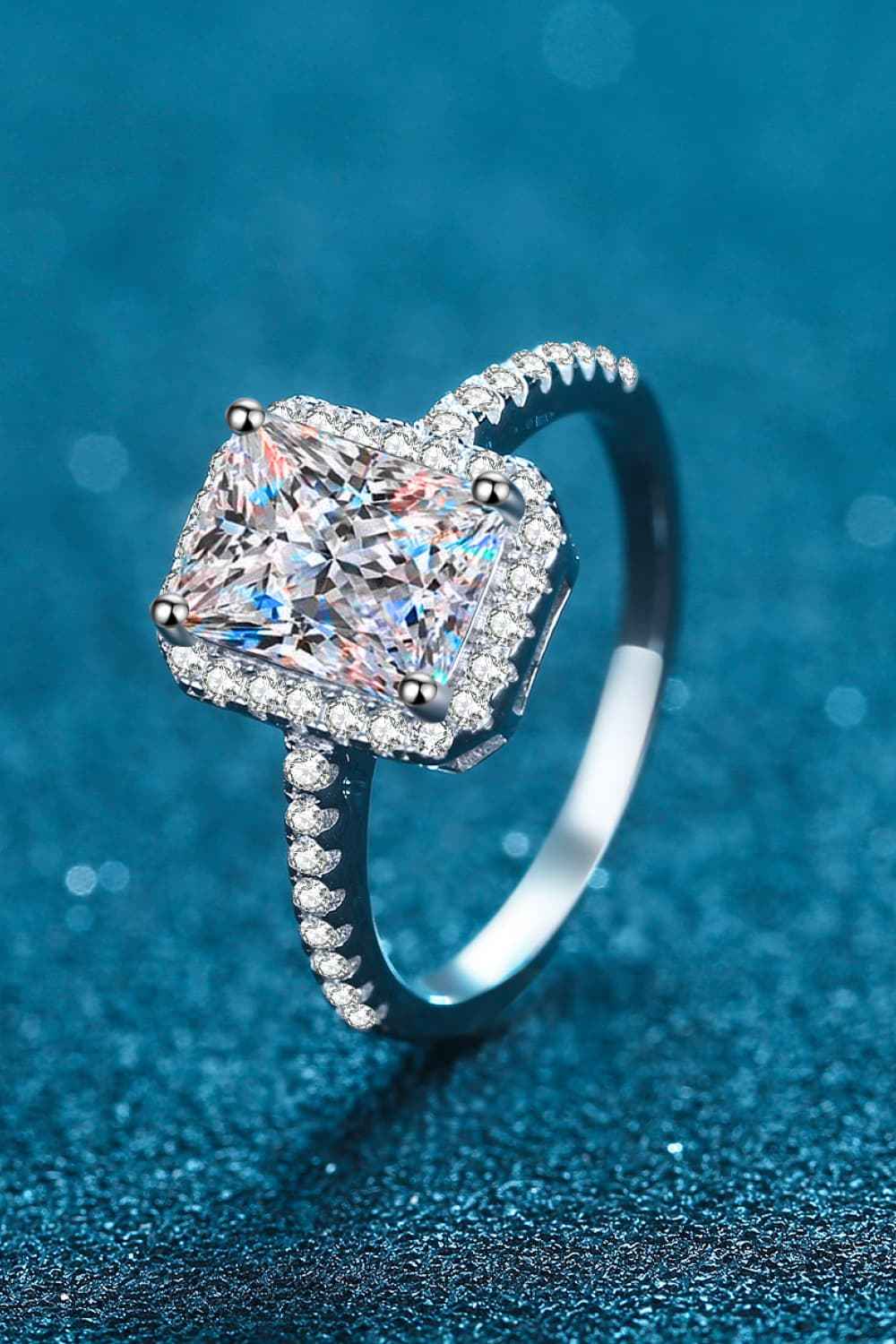 2 Carat Moissanite 925 Sterling Silver Halo Ring - SmileBen