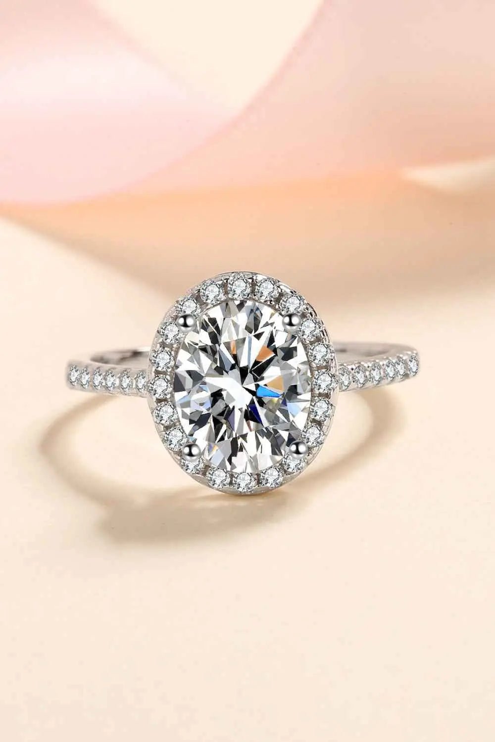 2 Carat Moissanite 925 Sterling Silver Halo Ring - SmileBen