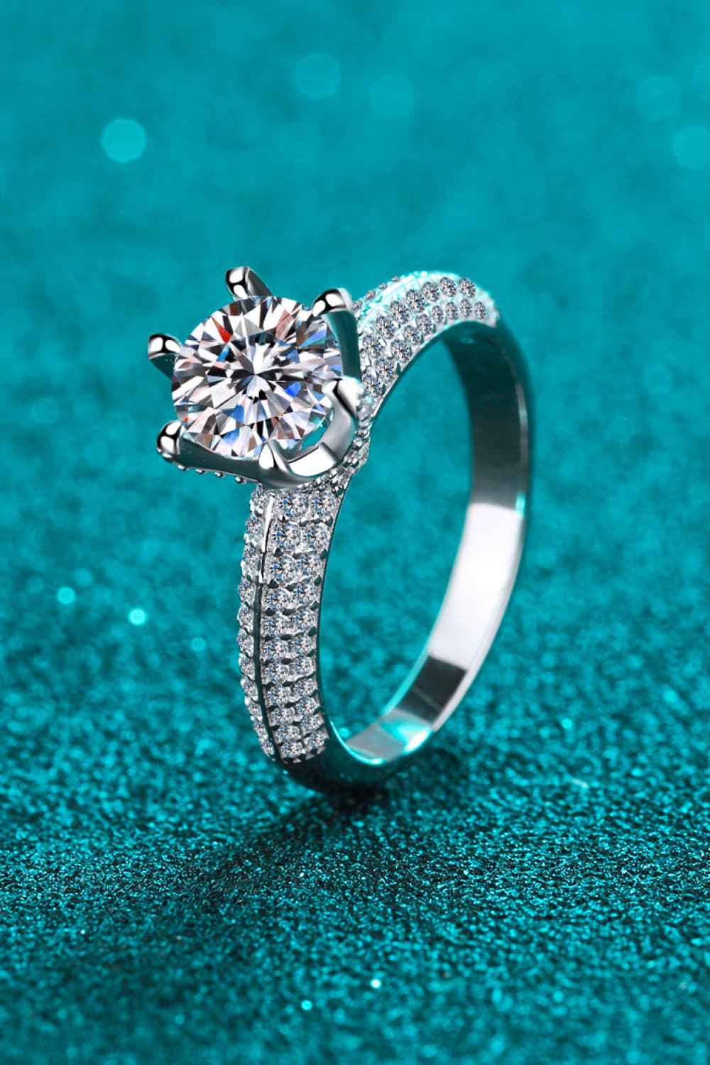 2 Carat Moissanite 925 Sterling Silver Side Stone Ring - SmileBen