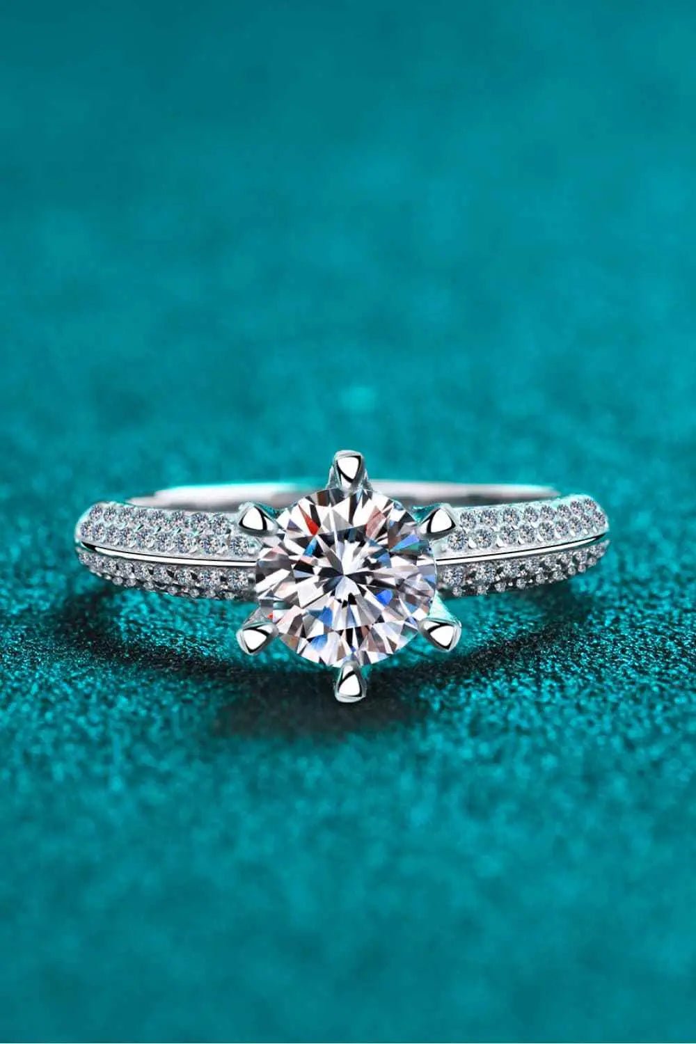 2 Carat Moissanite 925 Sterling Silver Side Stone Ring - SmileBen