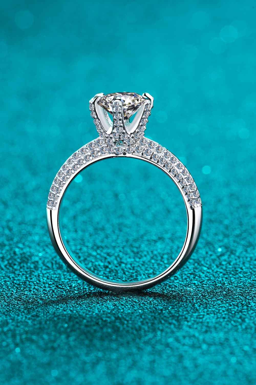 2 Carat Moissanite 925 Sterling Silver Side Stone Ring - SmileBen