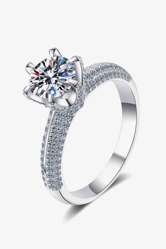 2 Carat Moissanite 925 Sterling Silver Side Stone Ring - SmileBen