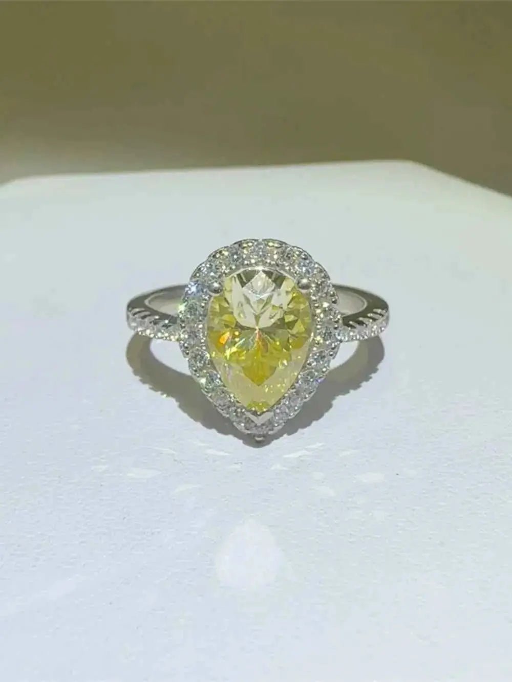 2 Carat Moissanite 925 Sterling Silver Teardrop Shape Ring - SmileBen