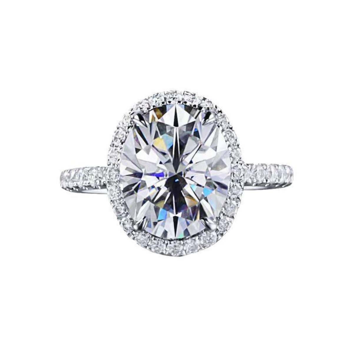 2 Carat Moissanite Oval Ring 925 Sterling Silver With Certificate - SmileBen