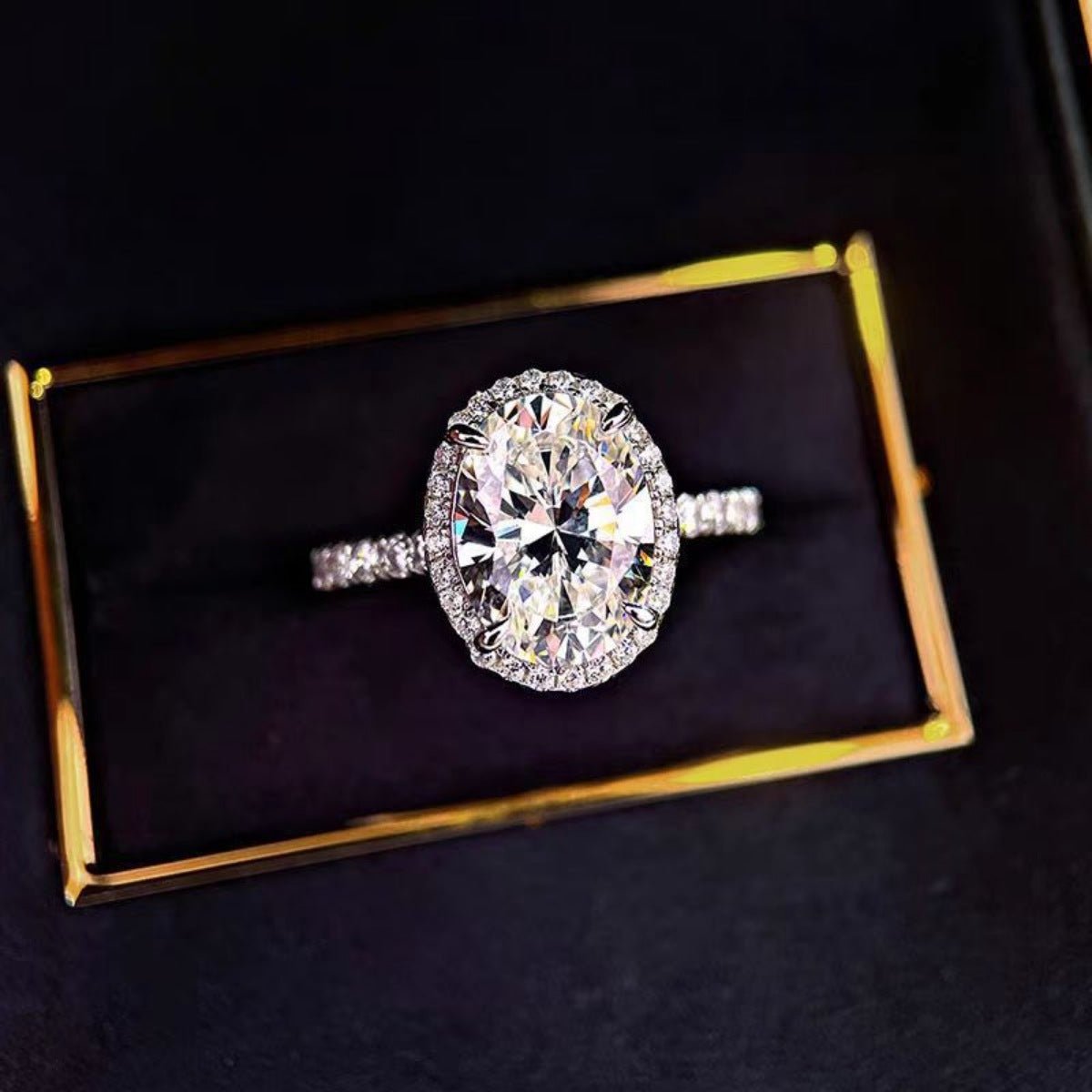 2 Carat Moissanite Oval Ring 925 Sterling Silver With Certificate - SmileBen