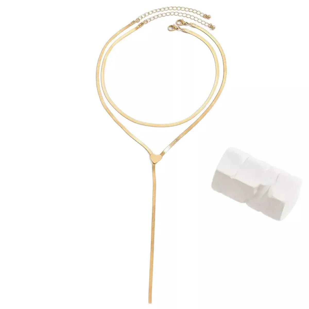 2 Piece 18K Gold - Plated Heart Necklace - SmileBen