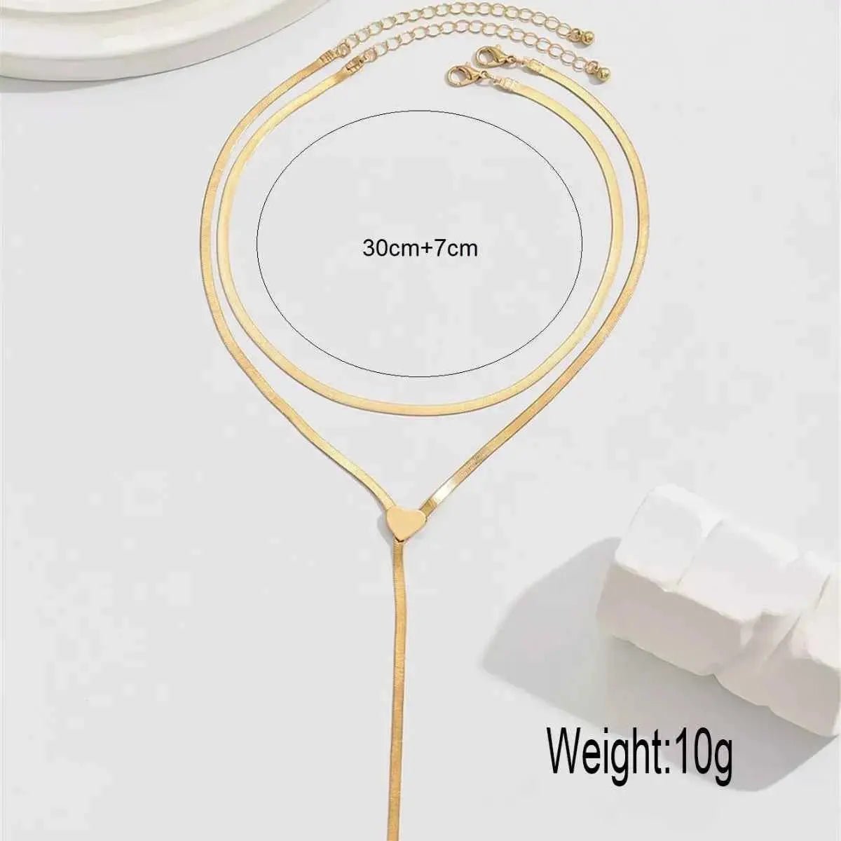 2 Piece 18K Gold - Plated Heart Necklace - SmileBen