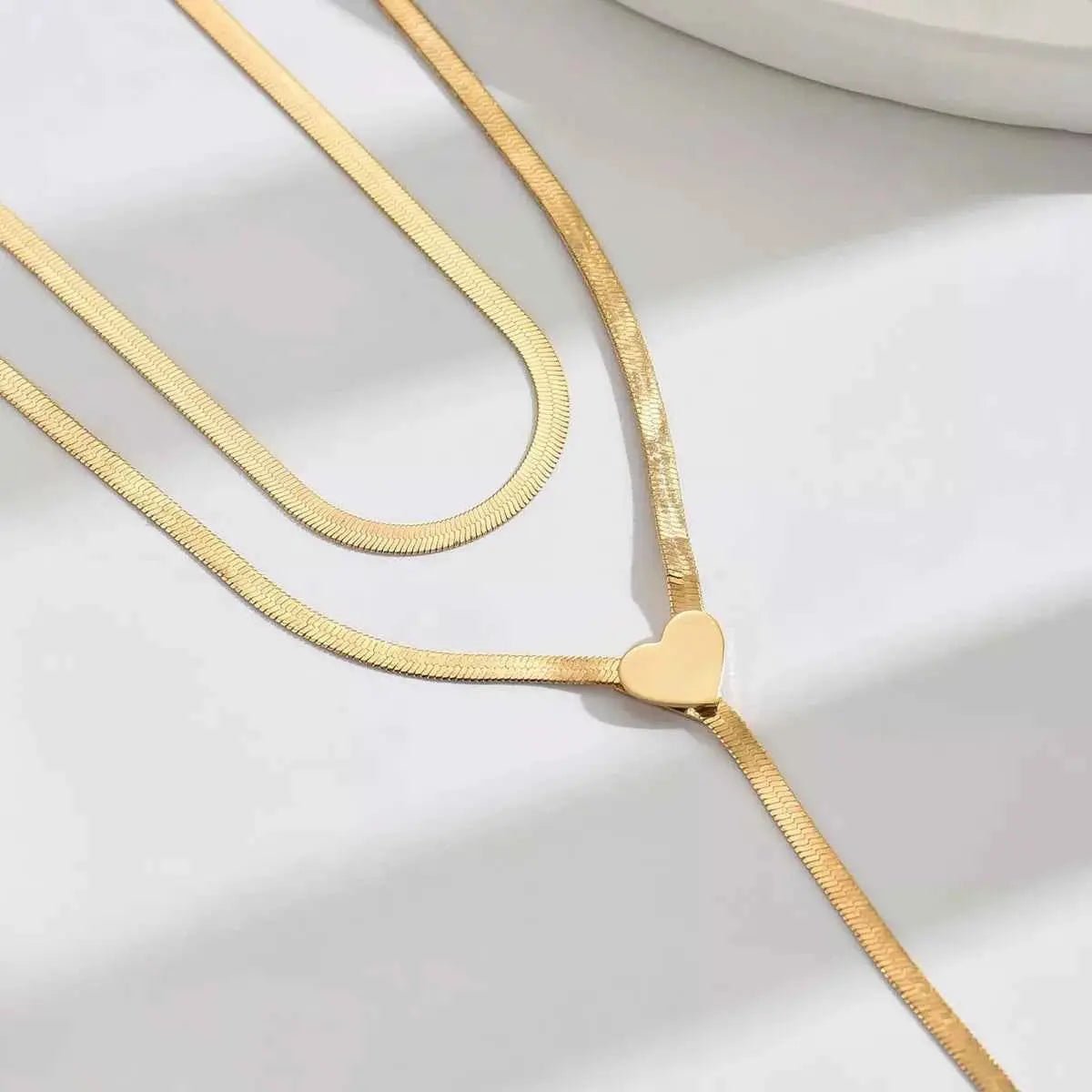 2 Piece 18K Gold - Plated Heart Necklace - SmileBen