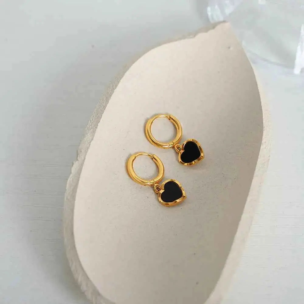 18K Gold-Plated Heart Drop Earrings - SmileBen