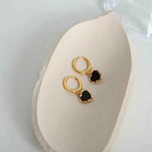 18K Gold-Plated Heart Drop Earrings - SmileBen