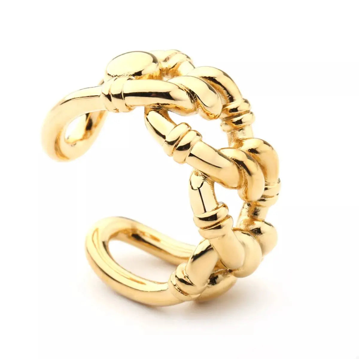 18K Gold-Plated Chain Link Open Ring - SmileBen