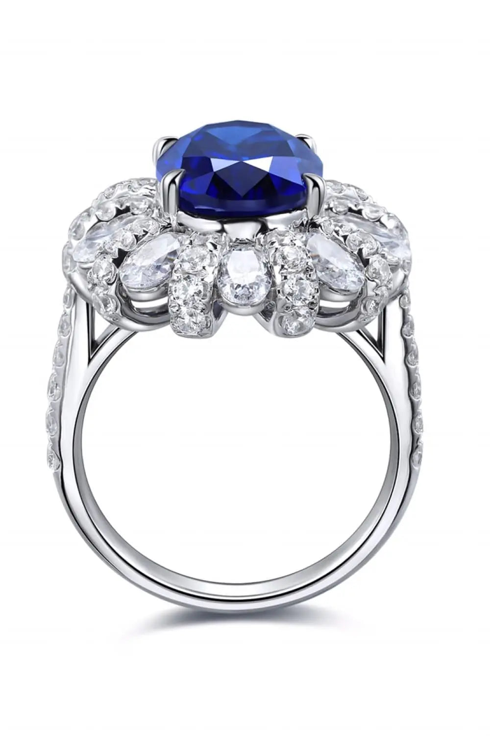5 Carat Lab-Grown Sapphire Flower Shape Ring - SmileBen
