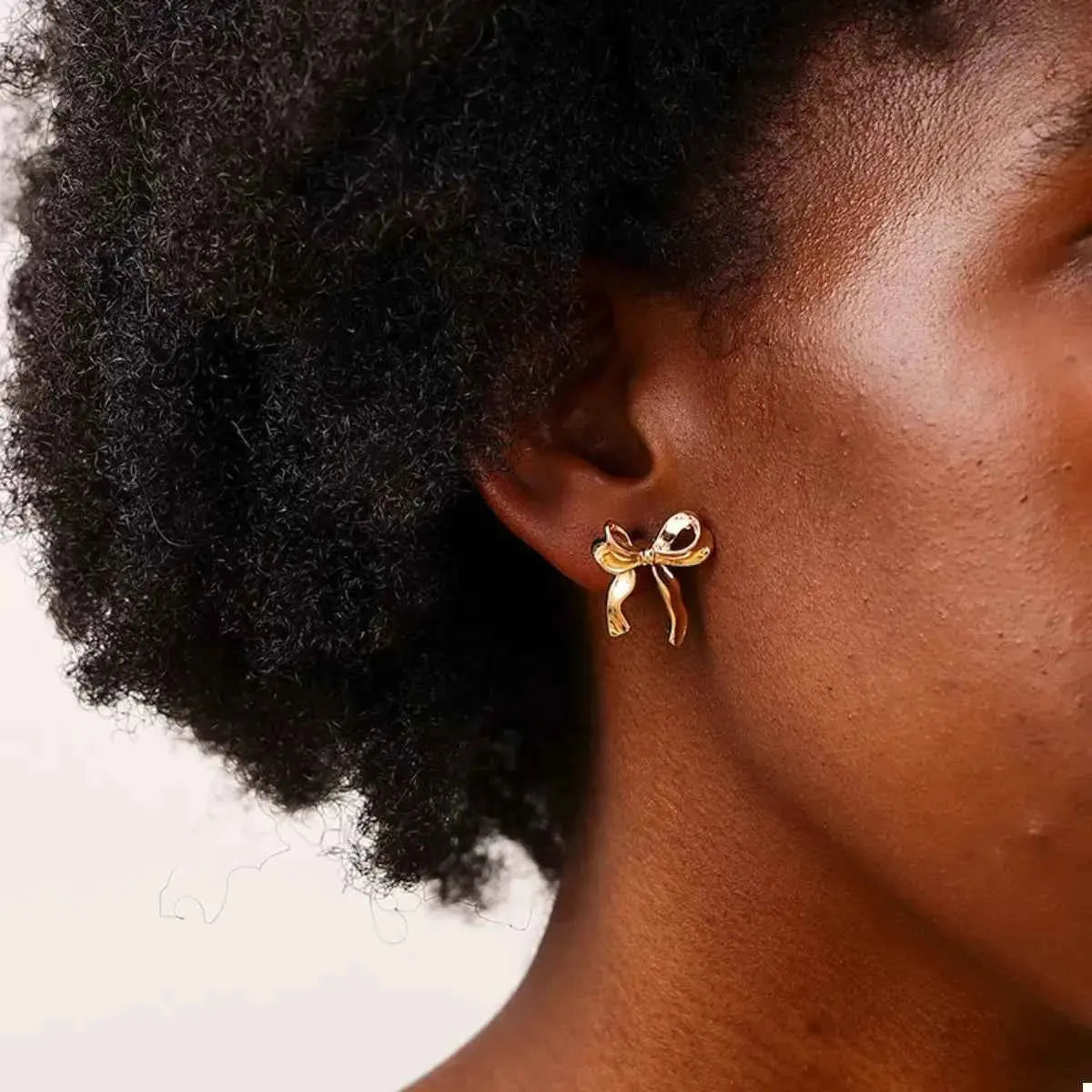 18K Gold-Plated Alloy Bow Stud Earrings