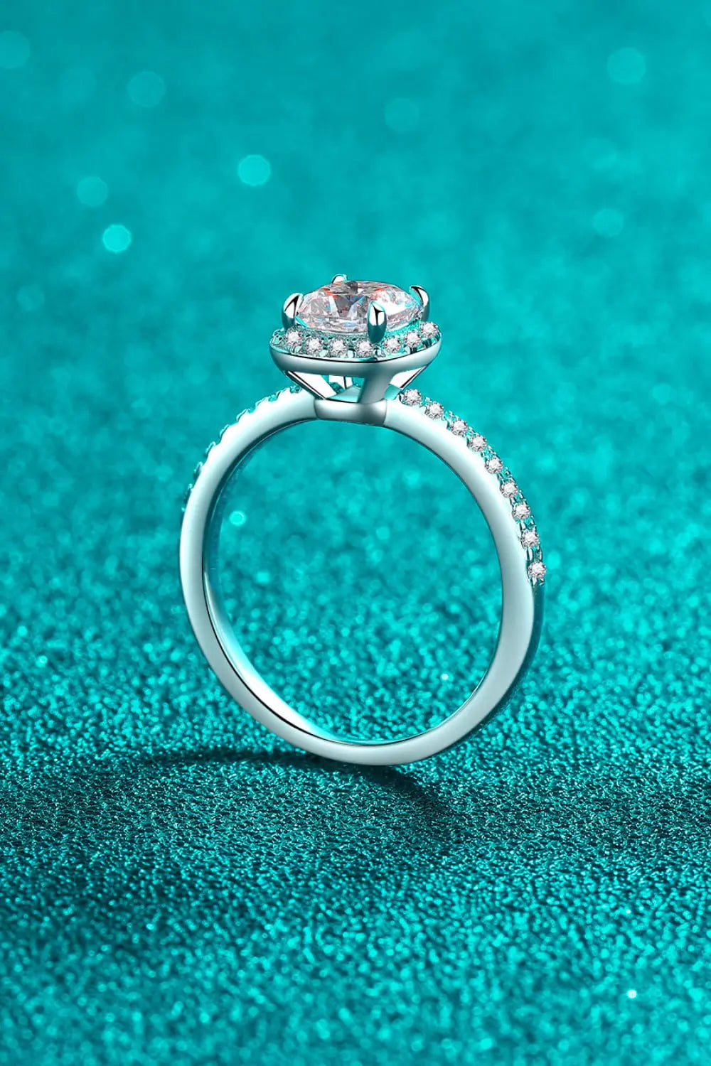 1 Carat Moissanite 925 Sterling Silver Halo Ring - SmileBen