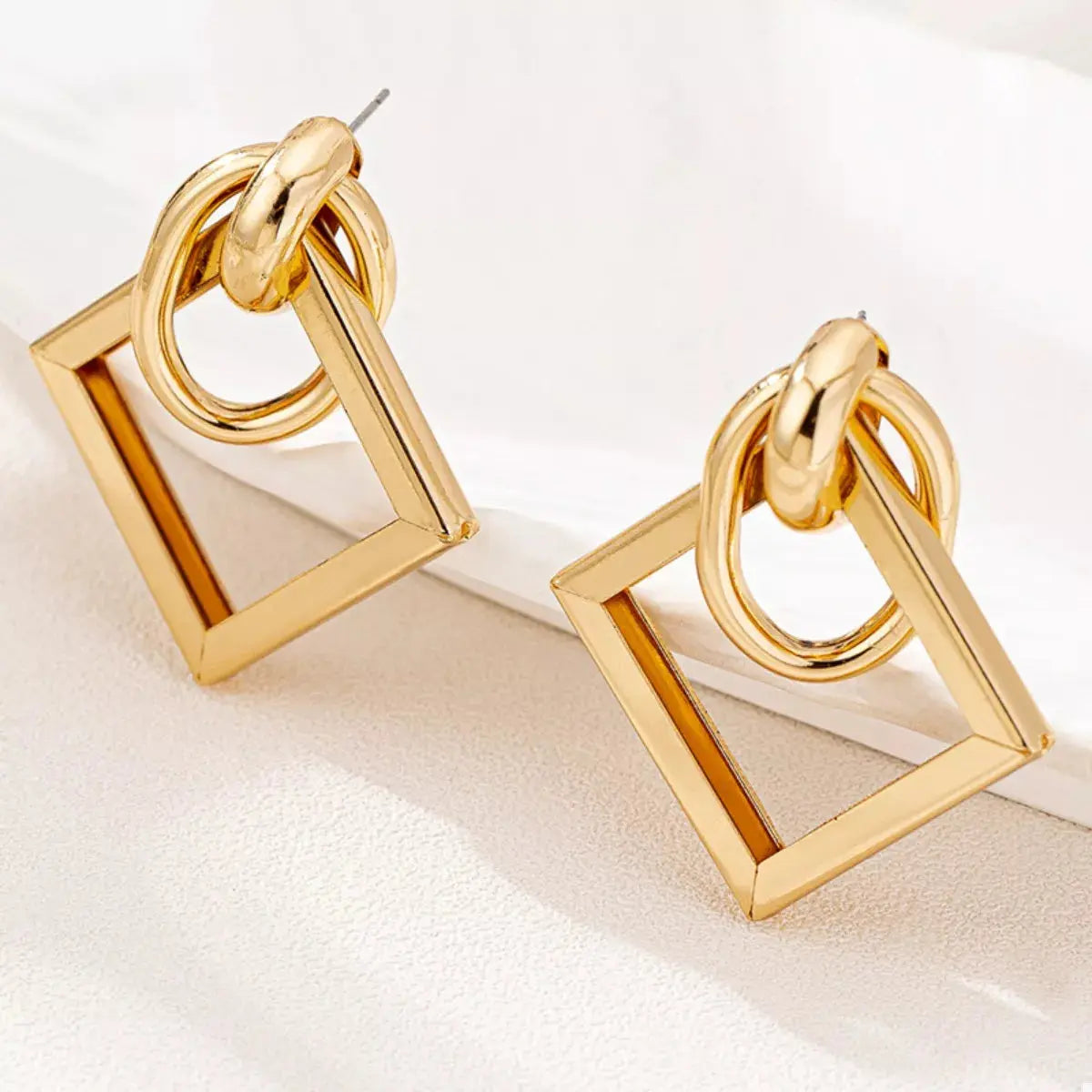 18K Gold-Plated Geometric Square Hoop Earrings - SmileBen