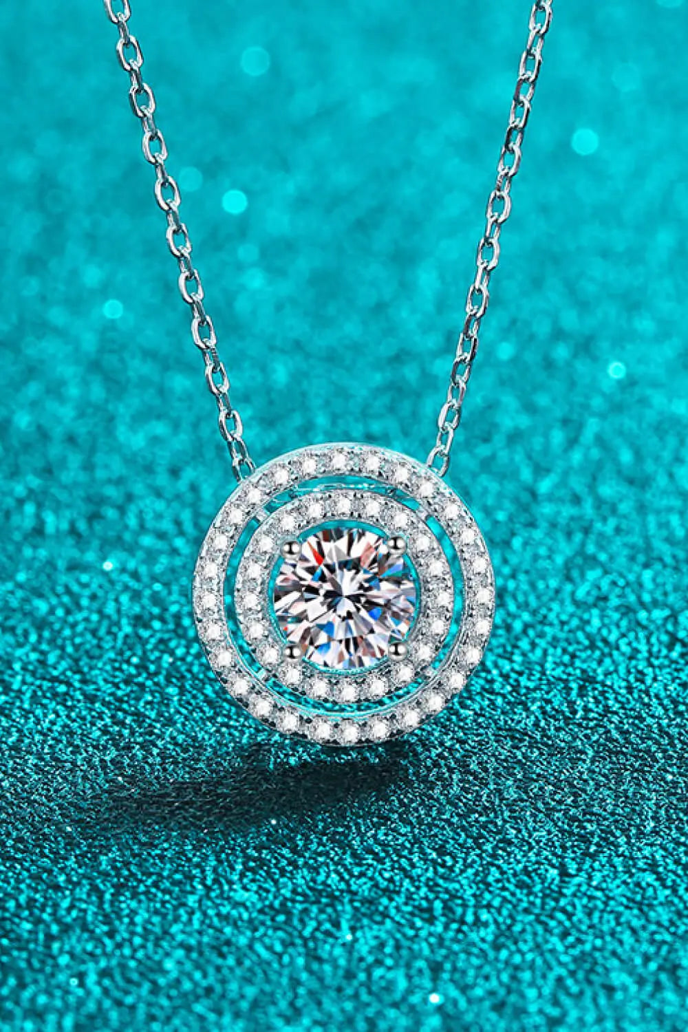 Moissanite Round Pendant Rhodium-Plated Necklace - SmileBen