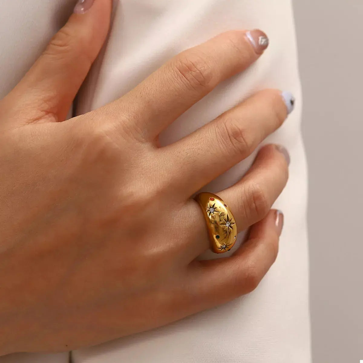 18K Gold-Plated Zircon Ring - SmileBen