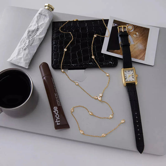 18K Gold-Plated Zircon Chain Necklace - SmileBen