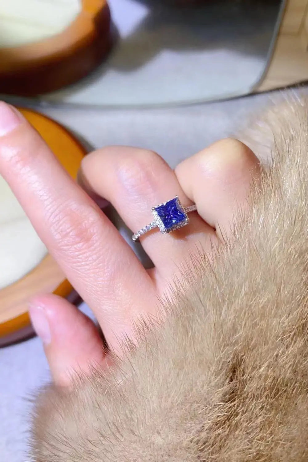 1 Carat Moissanite 925 Sterling Silver Square Ring - SmileBen