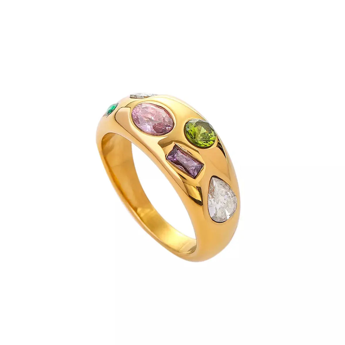 18K Gold-Plated Colorful Zircon Ring - SmileBen