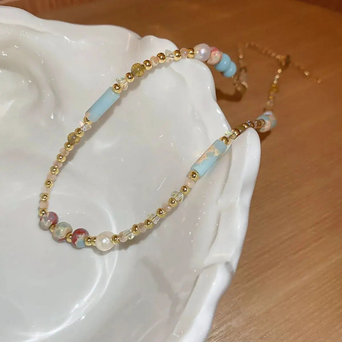 Alloy Pearl Beaded Necklace - SmileBen