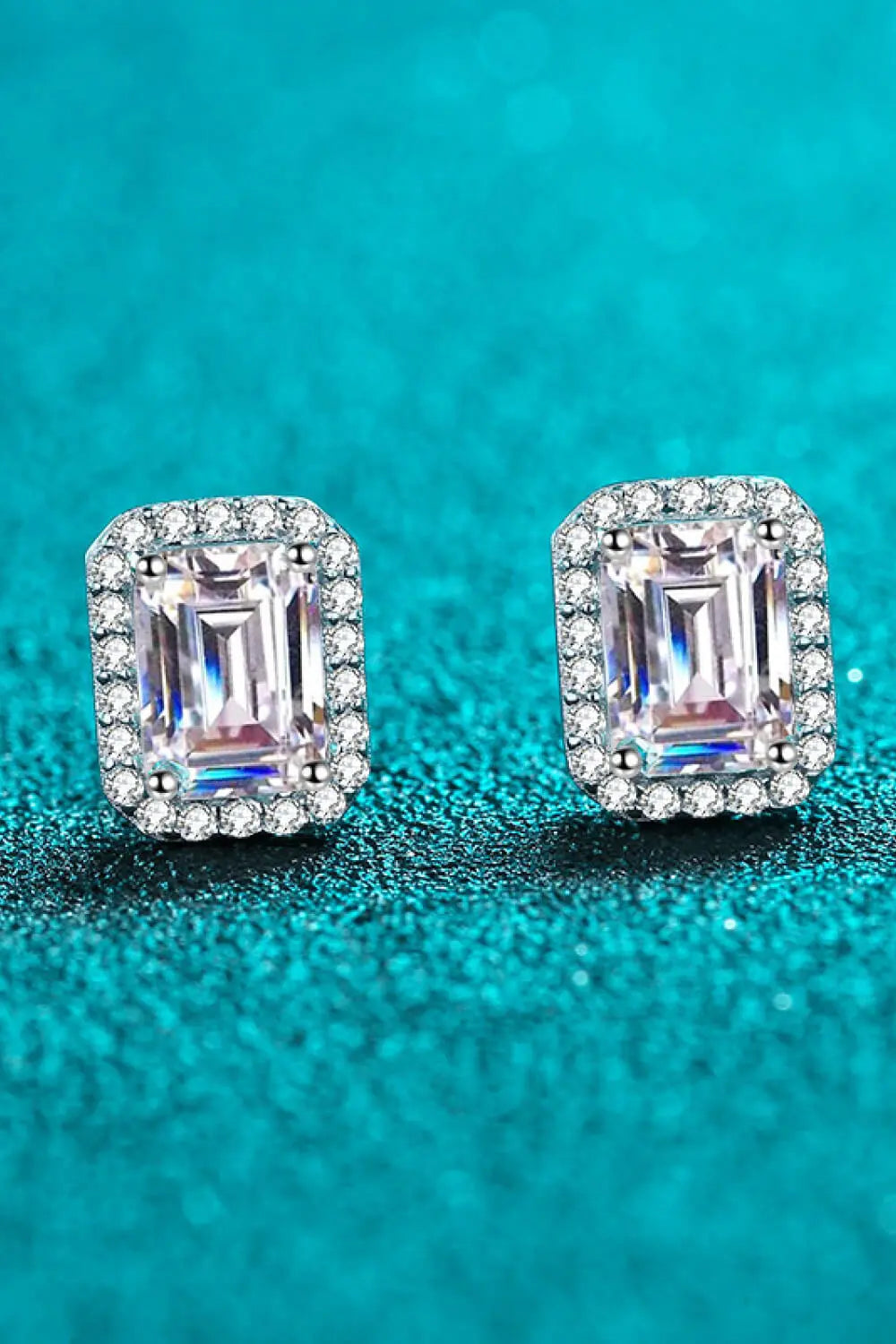 Adored 1 Carat Moissanite Rhodium-Plated Square Stud Earrings - SmileBen