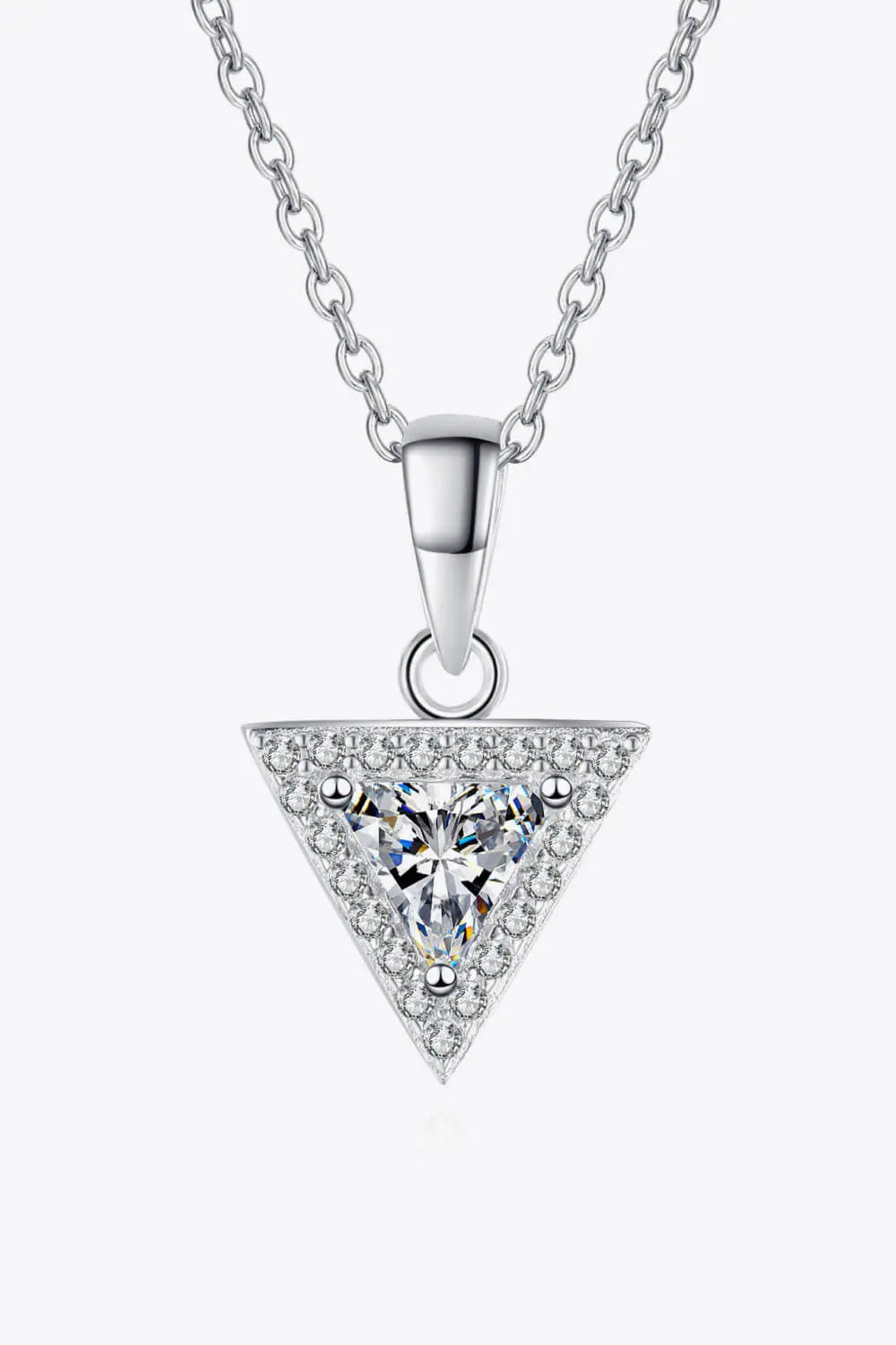 925 Sterling Silver Triangle Moissanite Pendant Necklace - SmileBen