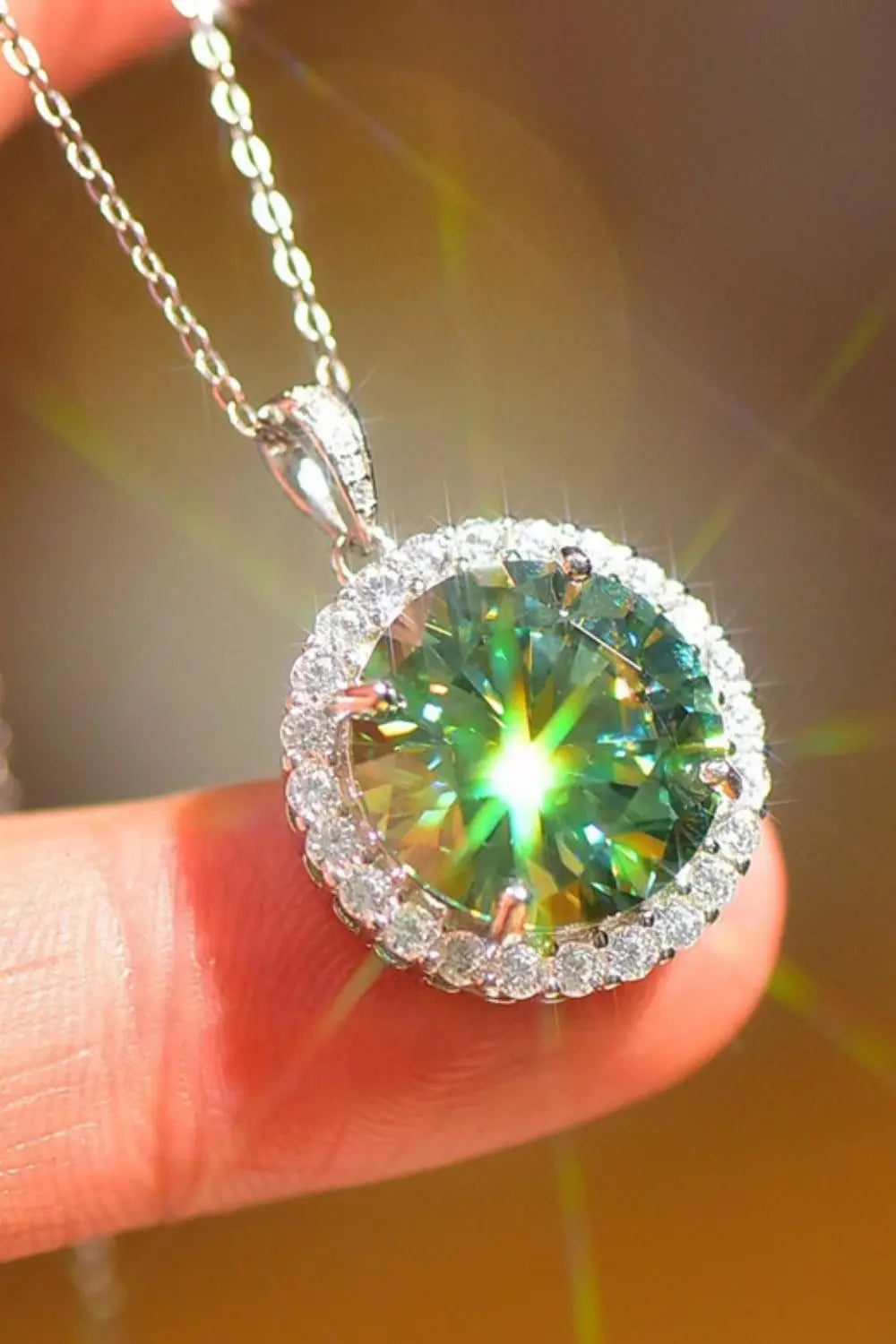 10 Carat Moissanite Pendant Platinum-Plated Necklace - SmileBen