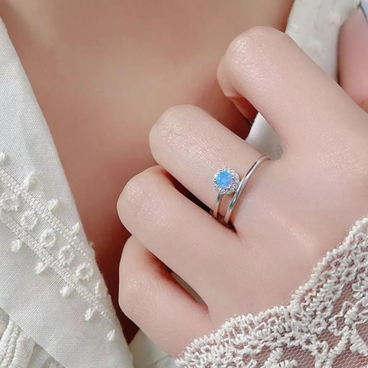 925 Sterling Silver Opal Ring - SmileBen