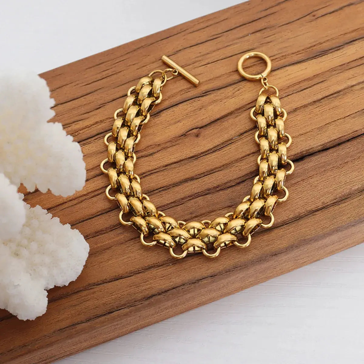Gold Chain Link Jewelry Set with Necklace and Bracelet - SmileBen