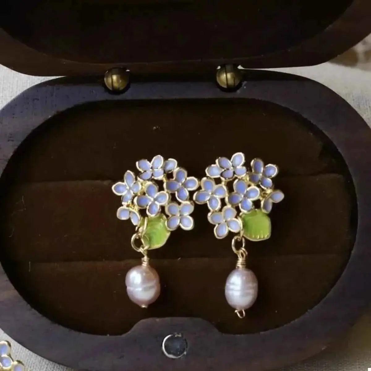Flower Pearl Drop Earrings
