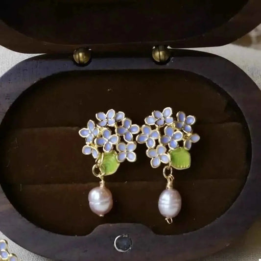Flower Pearl Drop Earrings
