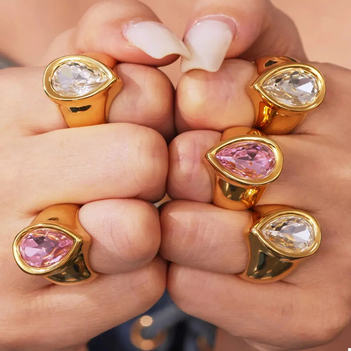 18K Gold-Plated Teardrop Zircon Ring - SmileBen