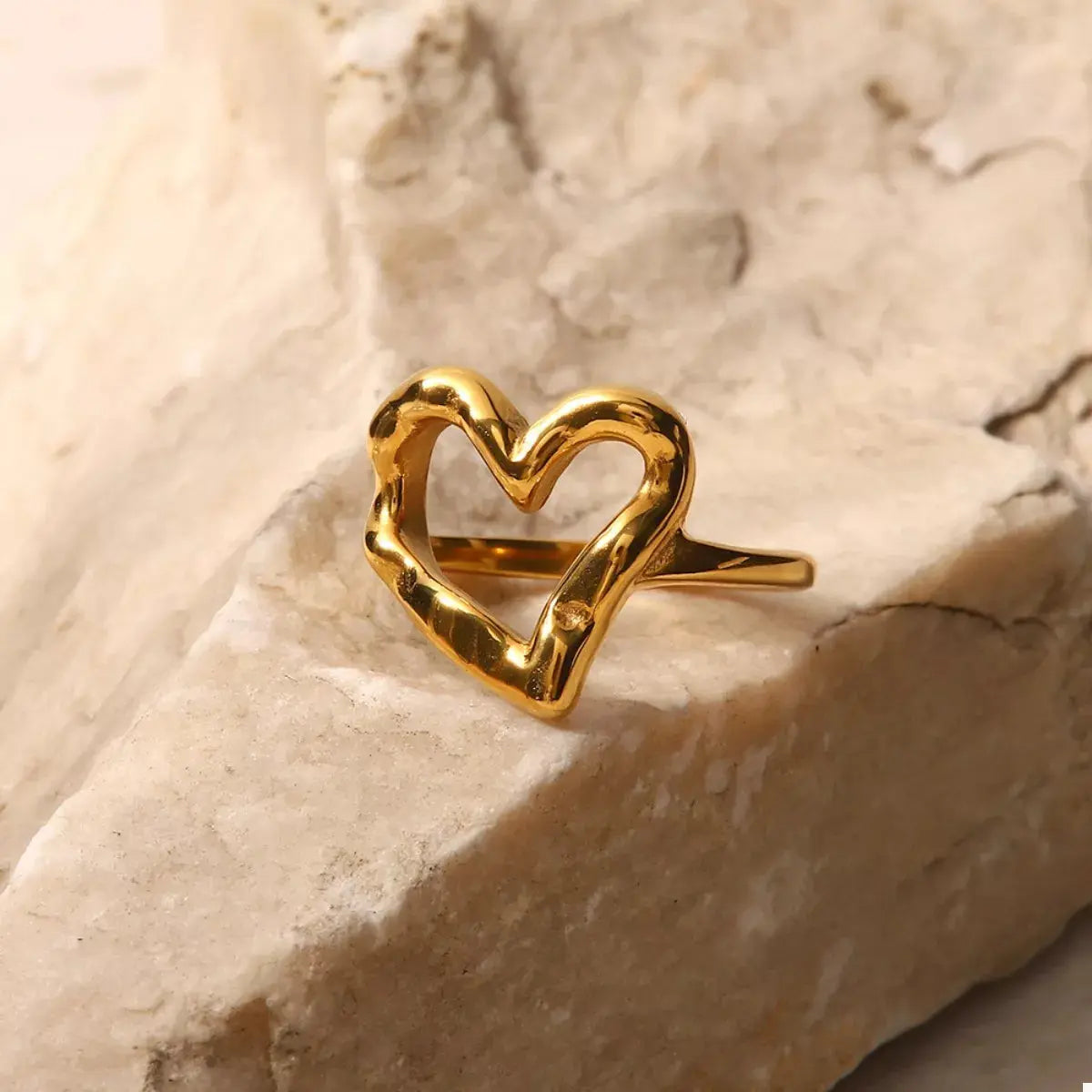 18K Gold-Plated Heart Ring - SmileBen