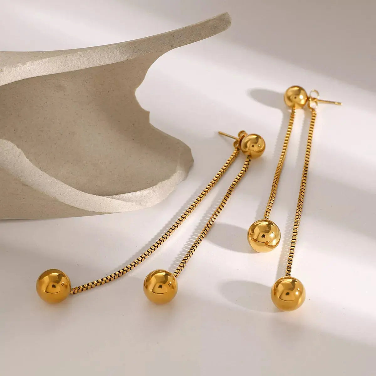 18K Gold-Plated Ball Drop Earrings - SmileBen